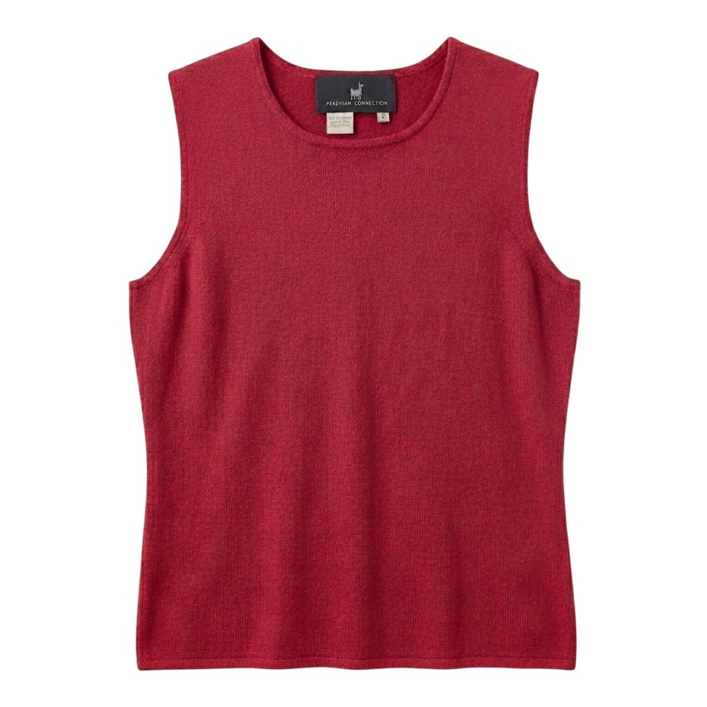 Peruvian Connection Reddish Pink 100% Pima Cotton Knit Tank Top Small Peru - IW